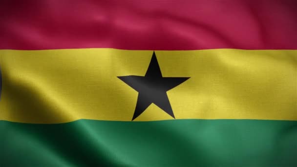 Vlag Van Ghana Vlag Fladderen Wind Animatie Van Ghana Vlag — Stockvideo