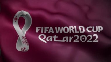 Üzerinde FIFA Dünya Kupası Katarı 2022 logosu bulunan bayrak