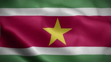 Rüzgarda dalgalanan Surinam bayrağı.