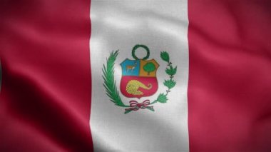 Rüzgarda dalgalanan Peru bayrağı.