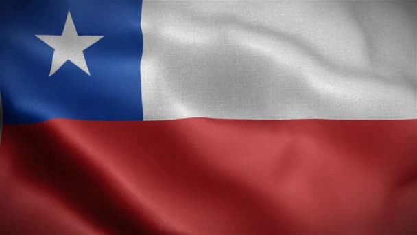 Bandera Chile Ondeando Viento — Vídeos de Stock