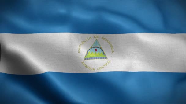 Bandeira Nicarágua Agitando Vento — Vídeo de Stock