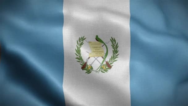 Bandera Guatemala Ondeando Viento — Vídeos de Stock