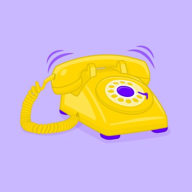 Telefon ve telli sarı telefonun klasik vektör çizimi