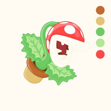 Kırmızı yırtıcı bir çiçeğin diş kabındaki çizgi film çizimi