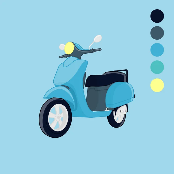 Illustration Eines Cartoon Mopeds Als Blaues Objekt Vektorgrafiken