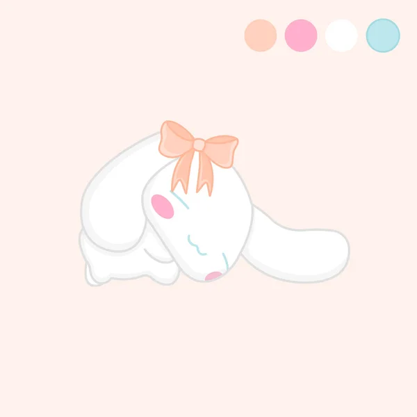 Cute White Rabbit Bow Cartoon Vector Icon Illustration Animals Nature Stockvektor