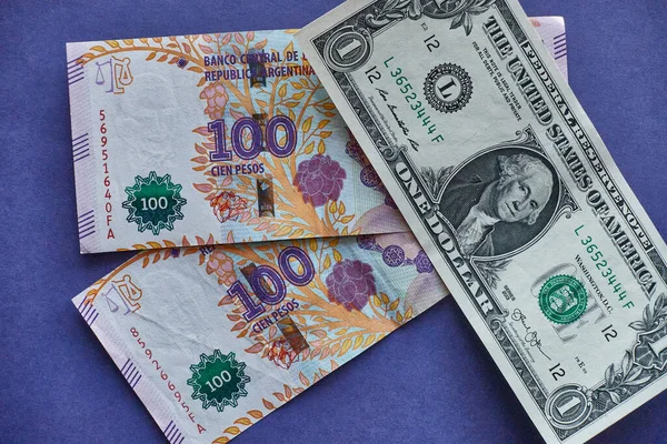 Ein Dollar Entspricht 200 Argentinischen Pesos Wechselkurs 2021 Abwertung Blauer — Stockfoto