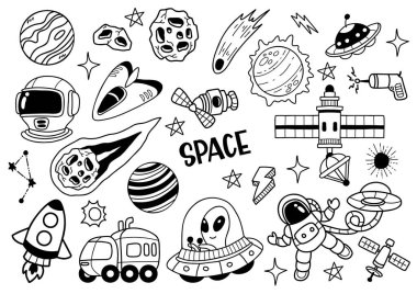 Pankart için uzay ve evren illüstrasyon Vektörü