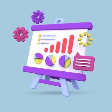 business Chart Grafik Çizelgesi Çizelgesi Resim Arkaplanı İş Fikri konsepti için 3B resim simgesi