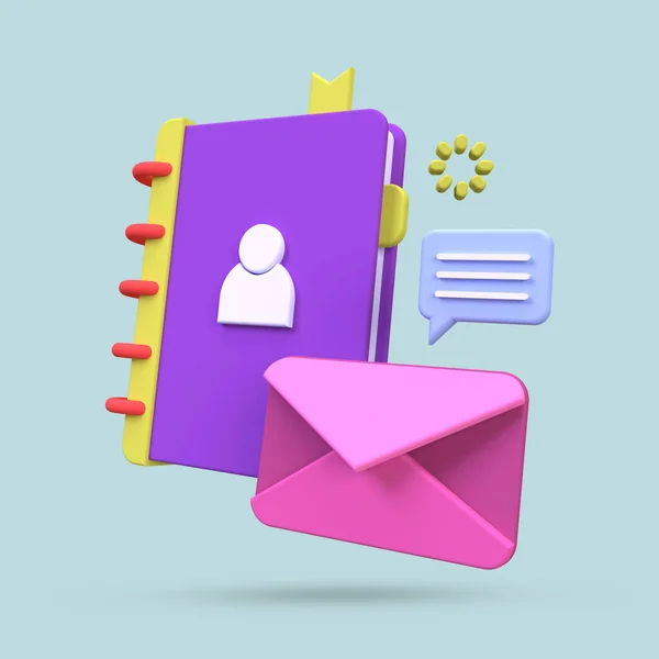 envelope with task management illustration background, 3D, render icon for business idea concept