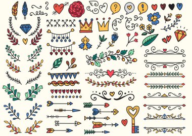 Klasik karalama nesneleri vektör illüstrasyonu