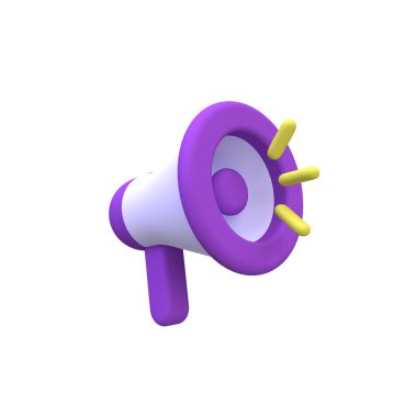 Mavi Megafon illüstrasyon arka planı, 3D, iş fikri konsepti için simge oluştur