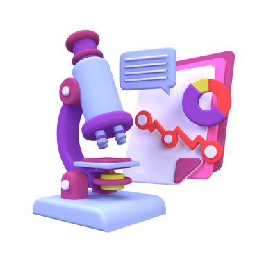 veri araştırma illüstrasyon arka planı, 3D, iş fikri konsepti için simge oluştur