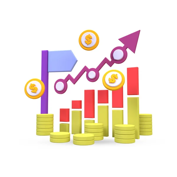 Business Chart Graph Diagram Illustration Background Render Icon Business Idea — Stock Photo, Image