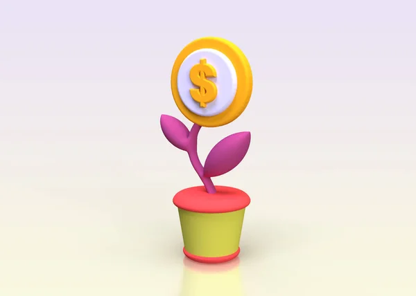 Tree Coin Flower Pot Business Concept Illustration Business Idea Concept — Photo