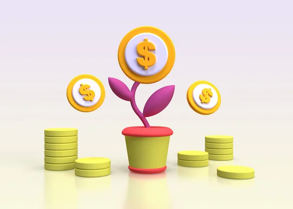 Tree Coin Flower Pot Business Concept Illustration Business Idea Concept — Stock Photo, Image