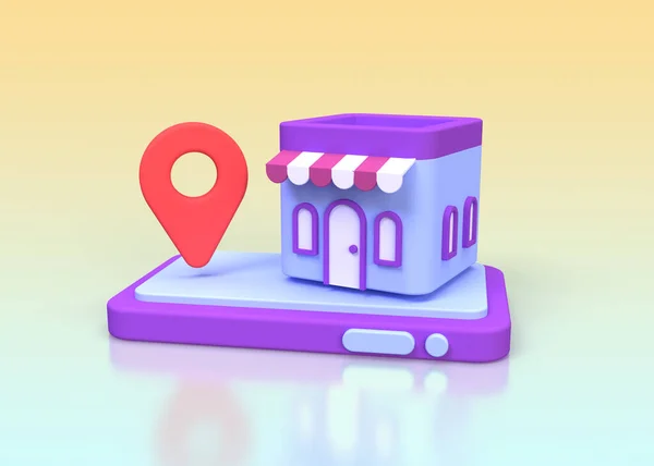 Shop Navigator Pin Delivery Service Illustration Business Idea Concept Background — Photo