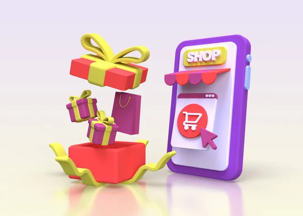 Online Store Smartphone Shop Concept Illustration Business Idea Concept Background — Stockfoto