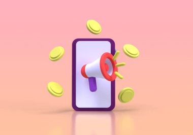 Sosyal medya dijital pazarlama iletişim illüstrasyonu iş fikri konsepti için 3B canlandırma simgesi