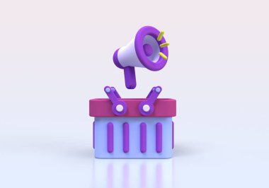 İş fikri konsepti için megafon illüstrasyon 3B canlandırma simgesi