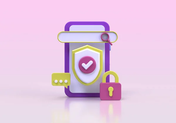 Modern Shield Guard Phone Illustration Background Render Icon Business Idea — Stock Fotó