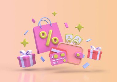 3B oluşturma için kredi kartı nakitsiz toplum konsepti illüstrasyon iniş sayfası şablonu