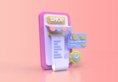 Çevrimiçi Alışveriş kavramı illüstrasyon İniş sayfası şablonu iş fikri konsepti için 3B oluşturma 