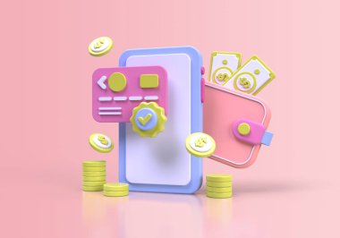 Çevrimiçi Alışveriş kavramı illüstrasyon İniş sayfası şablonu iş fikri konsepti için 3B oluşturma 