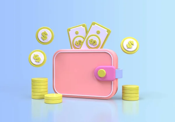 Carteira Dinheiro Com Ilustração Conceito Telefone Celular Smartphone Modelo Página — Fotografia de Stock