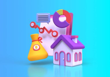 Gayrimenkul satış sözleşmeleri konsept illüstrasyon İniş sayfası şablonu 3B oluşturma