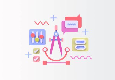 UI UX tasarım konsepti illüstrasyonu için Web Geliştirme İniş sayfası şablonu iş fikri arka planı 3B