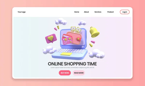 Online Shopping Concept Illustration Landing Page Template Business Idea Concept — Stock Photo, Image
