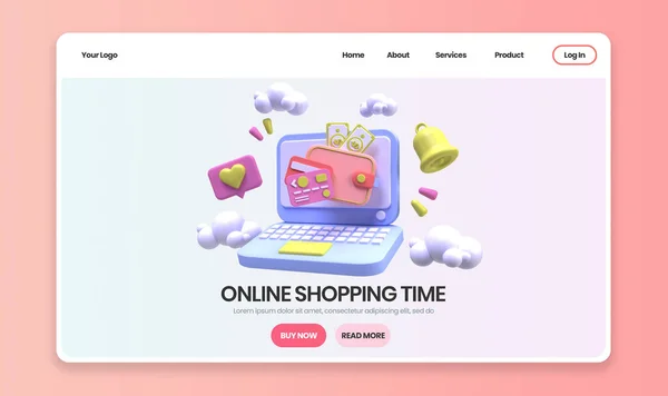 Online Shopping Konzept Illustration Landing Page Template Für Geschäftsidee Konzept — Stockfoto