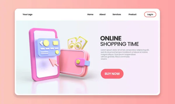 Online Shopping Concept Illustration Landing Page Template Business Idea Concept — Stock Photo, Image