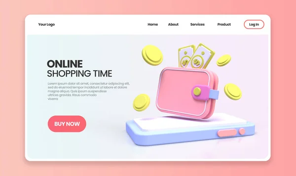 Online Vásárlás Koncepció Illusztráció Landing Page Template Business Idea Koncepció — Stock Fotó