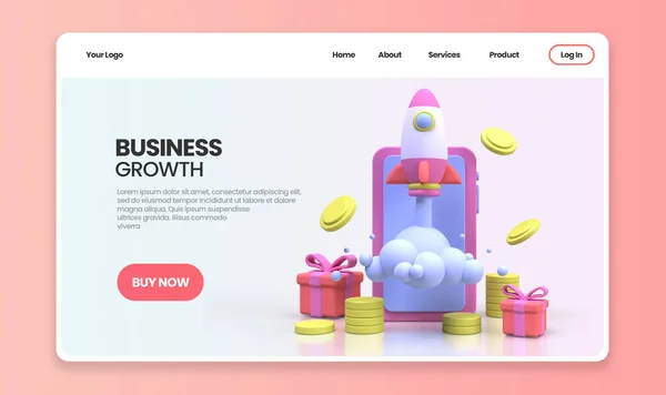 Business Growth Concept Illustration Landing Page Template Business Idea Concept — Stock Photo, Image