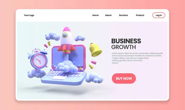 Ilustracja Koncepcji Wzrostu Biznesu Landing Page Template Business Idea Background — Zdjęcie stockowe