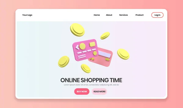 Online Shopping Concept Illustration Πρότυπο Σελίδας Προορισμού Για Την Έννοια — Φωτογραφία Αρχείου