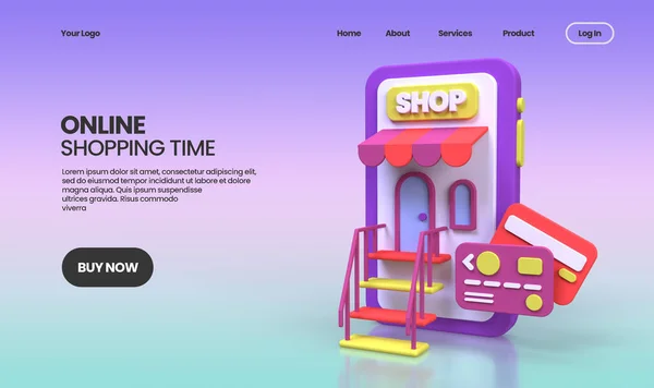 Online Shopping Concept Illustratie Landing Pagina Sjabloon Voor Business Idee — Stockfoto