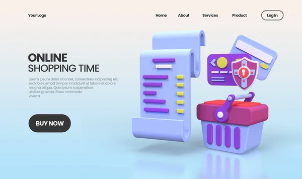 Online Shopping Security Concept Illustration Plantilla Landing Page Para Idea —  Fotos de Stock