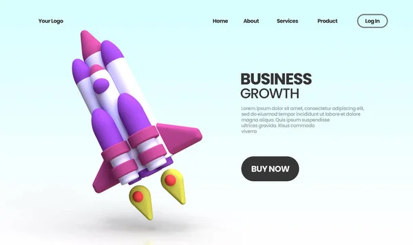 Ilustracja Koncepcji Wzrostu Biznesu Landing Page Template Business Idea Background — Zdjęcie stockowe