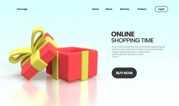 Open Gift Surprise Boxes Illustration Landing Page Template Business Idea — Stock Photo, Image