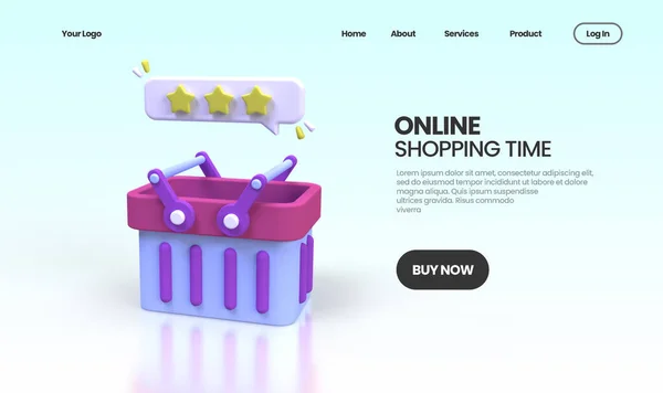 Online Vásárlás Koncepció Illusztráció Landing Page Template Business Idea Koncepció — Stock Fotó