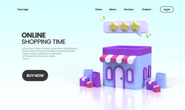 Online Shopping concept illustration Landing page template for business idea concept background 3D render