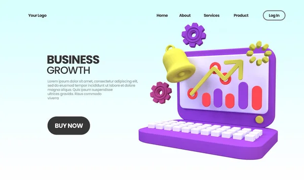 Ilustracja Koncepcji Wzrostu Biznesu Landing Page Template Business Idea Background — Zdjęcie stockowe