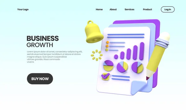 Üzleti Növekedés Koncepció Illusztráció Landing Page Template Business Idea Koncepció — Stock Fotó