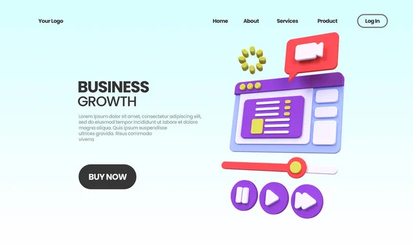 Ilustracja Koncepcji Wzrostu Biznesu Landing Page Template Business Idea Background — Zdjęcie stockowe