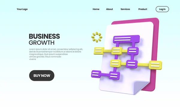 Ilustracja Koncepcji Wzrostu Biznesu Landing Page Template Business Idea Background — Zdjęcie stockowe