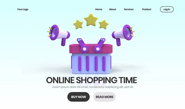 Online Shopping concept illustration Landing page template for business idea concept background 3D render